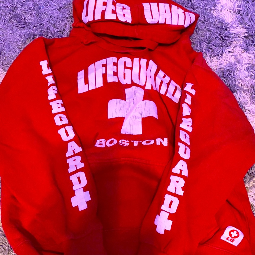 Lifeguard sweatshirt to lounge in for anyone, red